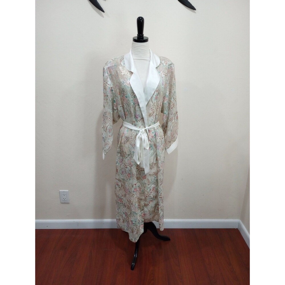 Victoria's Secret Floral Shimmer Print Robe - S - Vintage 1980s